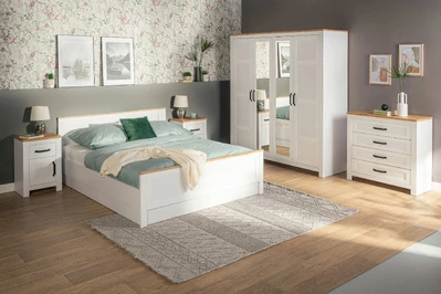 Clean aesthetic w sypialni z białą komodą w roli głównej – jak wyczarować kojącą przestrzeń?